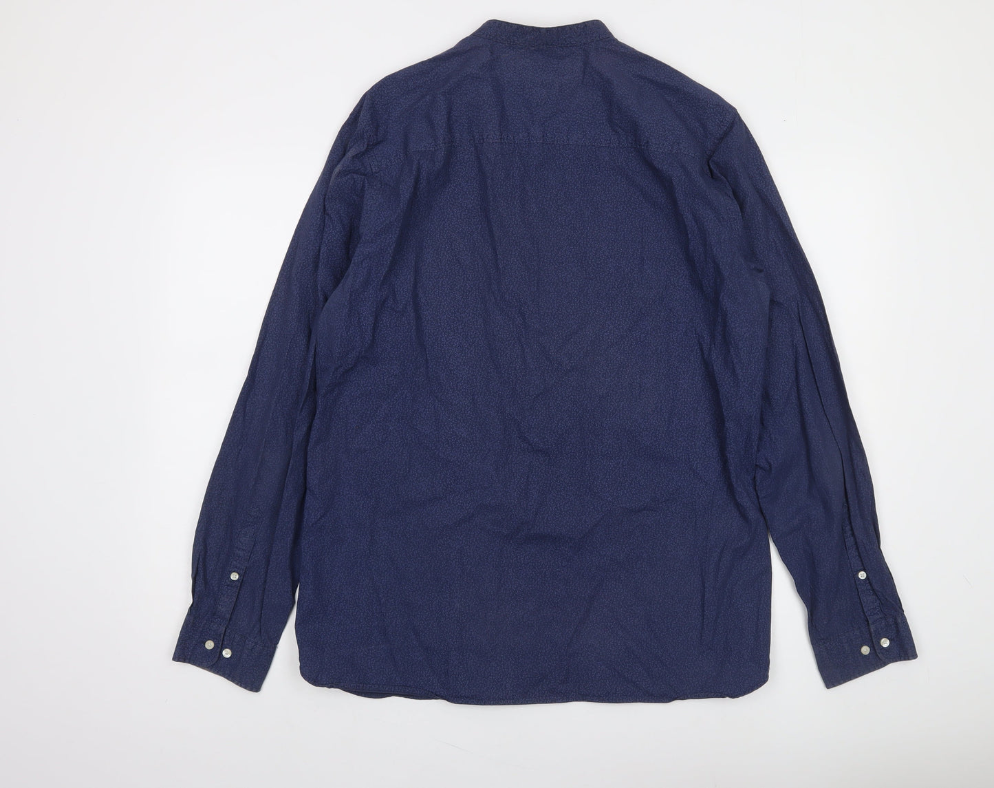 Jack & Jones Men's Blue XL Long Sleeve Band Collar Cotton Shirt