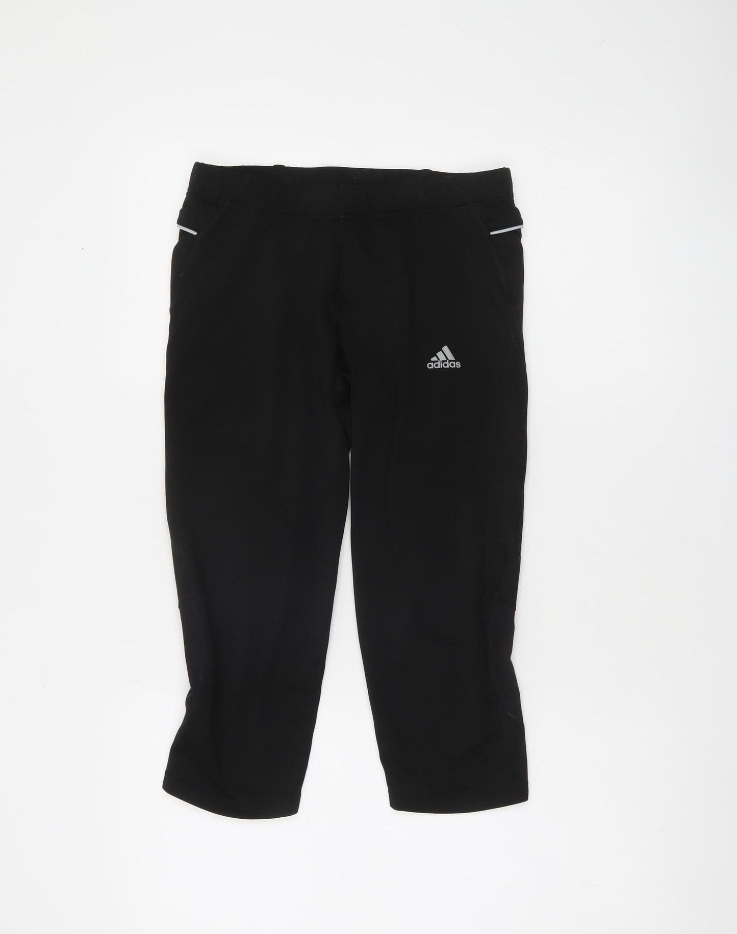 Adidas Womens Black Capri Running Trousers Size M Moisture Wicking