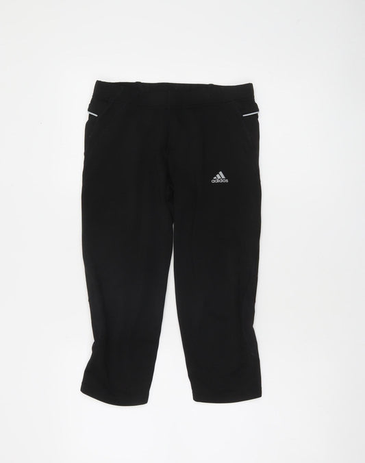 Adidas Womens Black Capri Running Trousers Size M Moisture Wicking