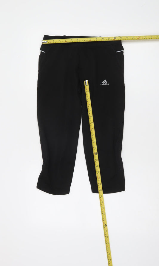 Adidas Womens Black Capri Running Trousers Size M Moisture Wicking