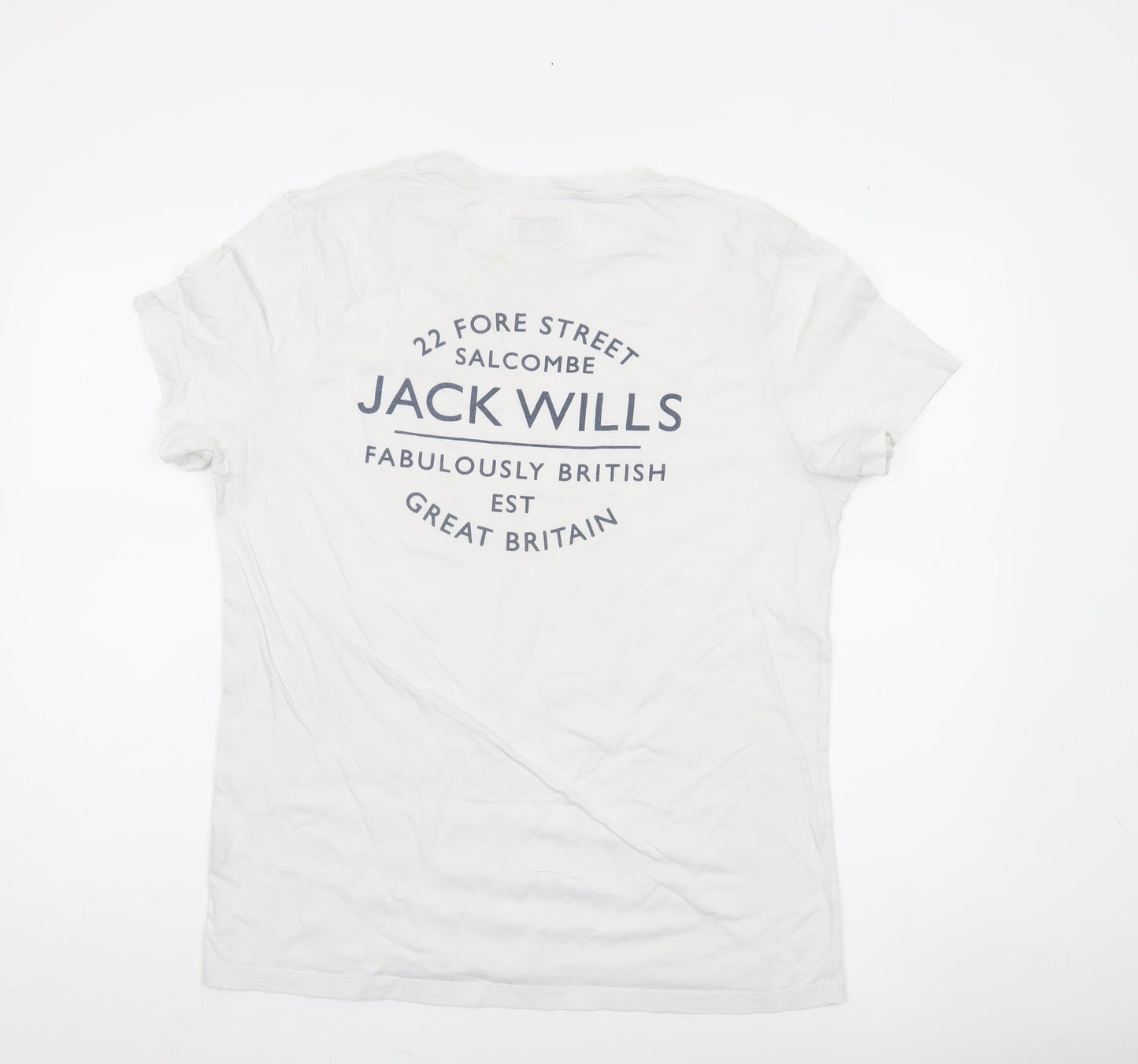 Jack Wills Men's White Crew Neck Cotton Graphic T-Shirt M