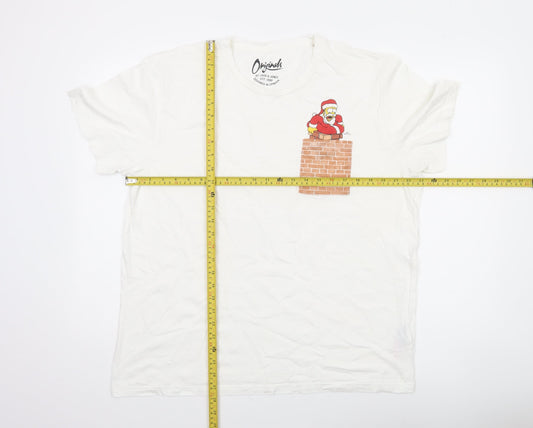 Jack & Jones Men's White XL Christmas Funny Homer Simpson T-Shirt
