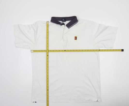 Nike Men's White 100% Cotton Vintage Polo Shirt Size L