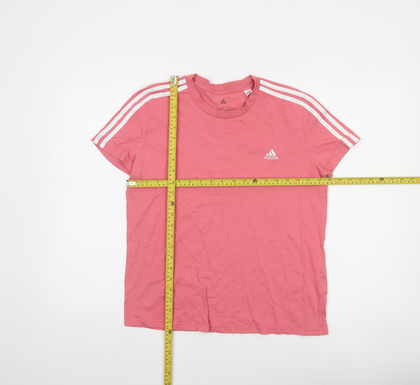 Adidas Womens Pink Short Sleeve Cotton Sports T-Shirt Size L