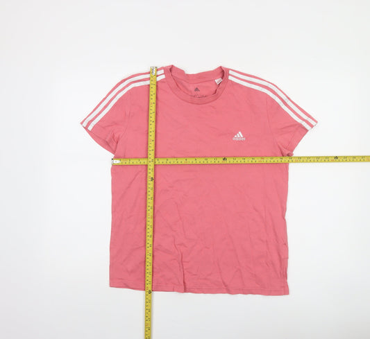 Adidas Womens Pink Short Sleeve Cotton Sports T-Shirt Size L