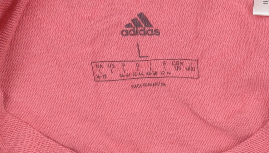 Adidas Womens Pink Short Sleeve Cotton Sports T-Shirt Size L