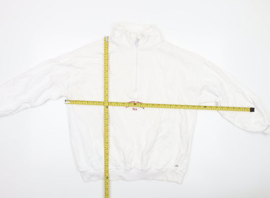 Pull&Bear Pacific Grove White 1/2 Zip Sweatshirt Women’s M Cotton Blend