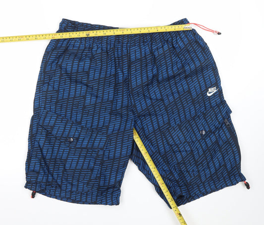 Nike Sportswear Men's Blue Cargo Shorts Size M 31/33 Elastic Waist