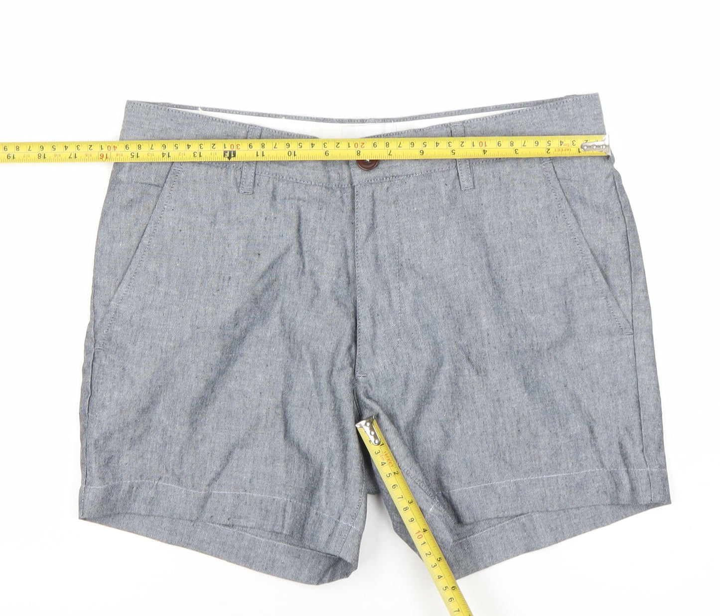Farah Women Blue Cotton Blend Chino Shorts Size 30
