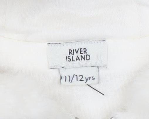 Additional view of River Island girls’ ivory faux fur hooded bomber jacket 11-12 years