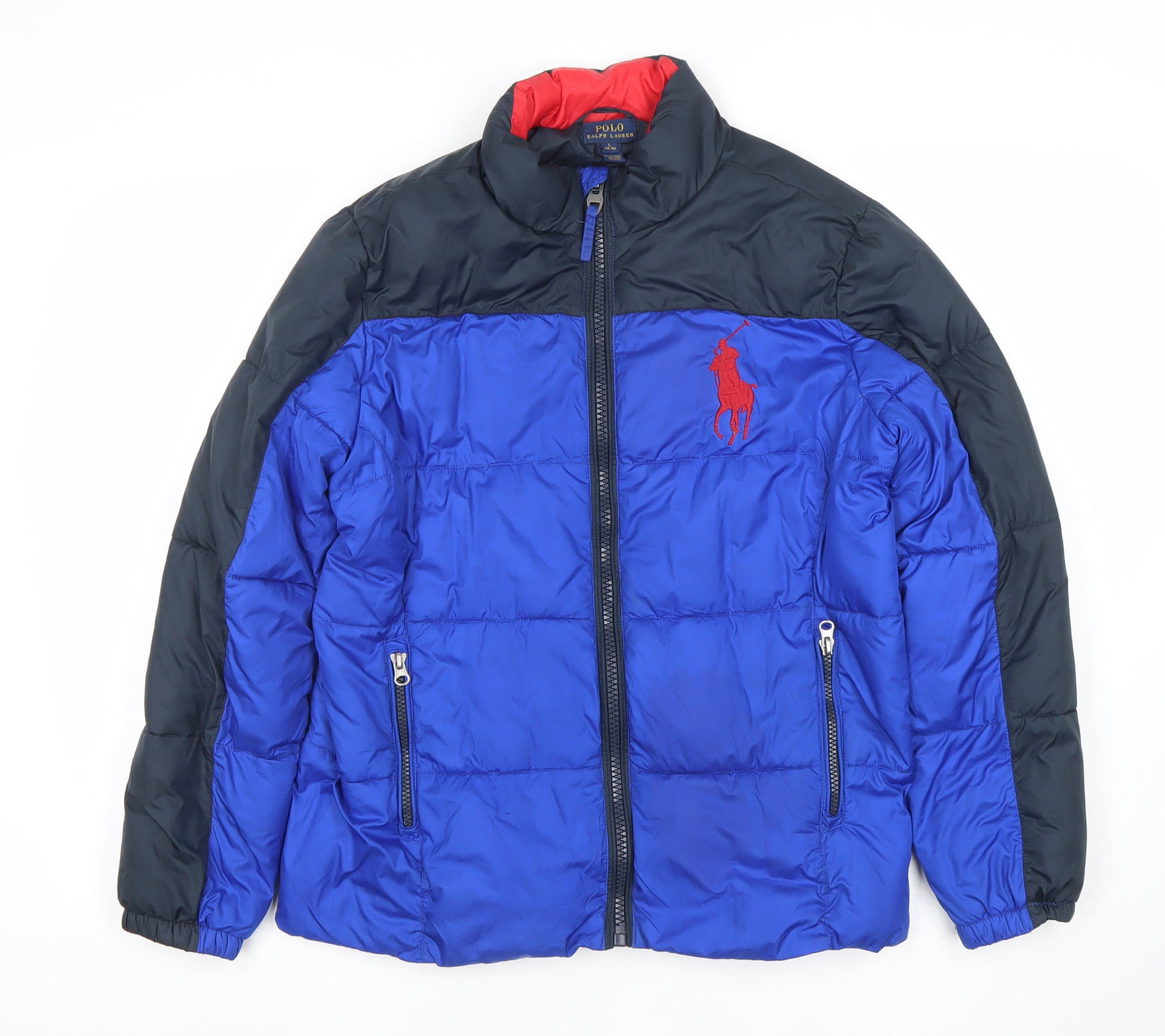 Ralph Lauren Boys Blue Puffer Jacket L 14-15 Years Winter Full Zip Coat