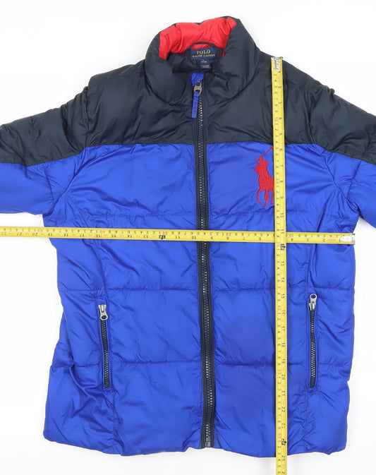 Ralph Lauren Boys Blue Puffer Jacket L 14-15 Years Winter Full Zip Coat