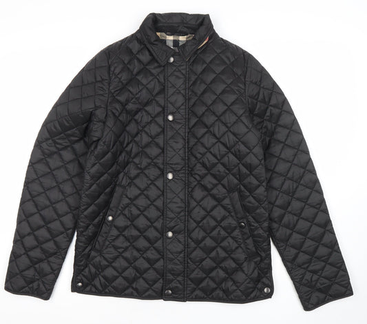 Burberry Women Black Quilted Mid-Length Jacket Size 10