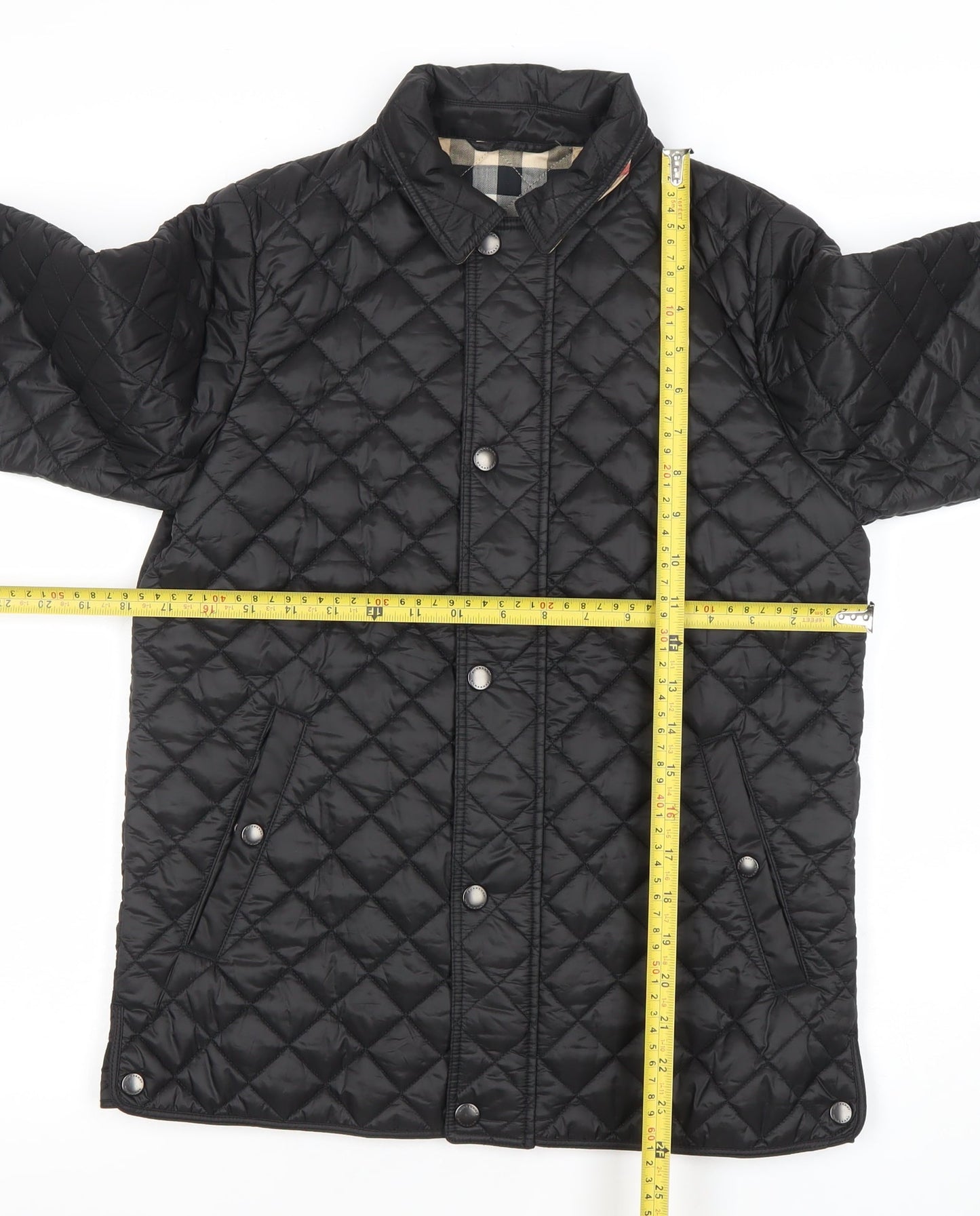 Burberry Women Black Quilted Mid-Length Jacket Size 10