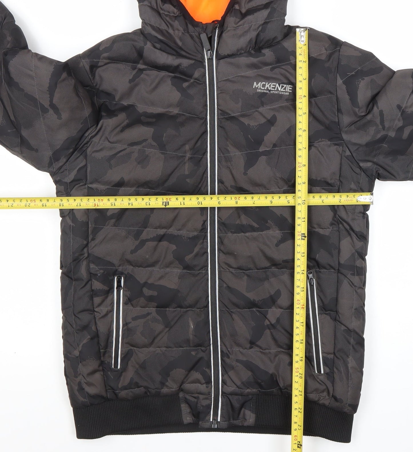 McKenzie Boys Black Camouflage Puffer Jacket 10-12 Years Hooded Winter Coat