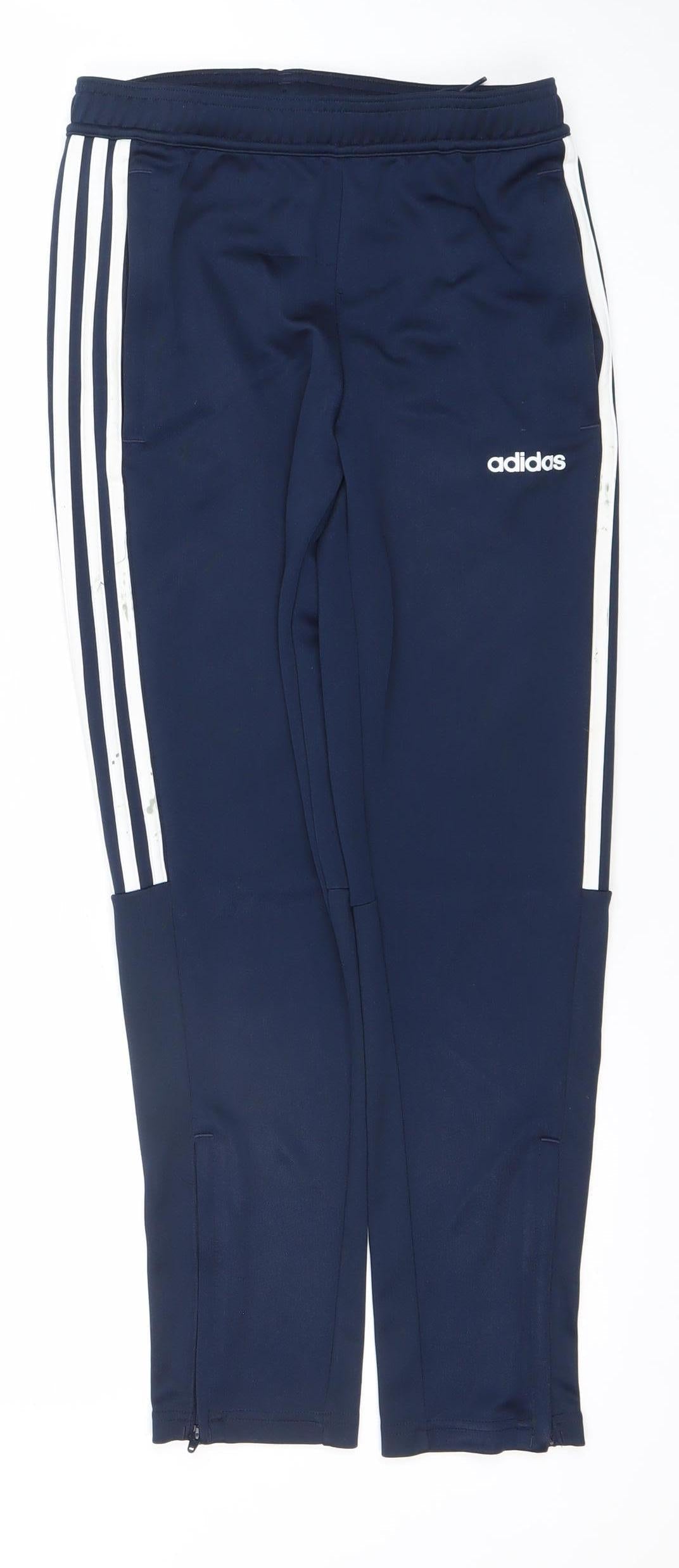 Adidas Boys Blue 13-14 Years Tapered Track Pants with Zip Pockets