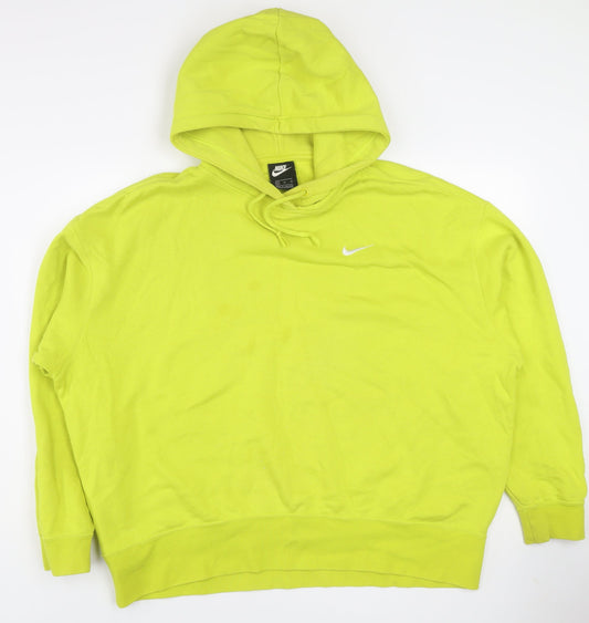 Nike Women's Lime Green XL Pullover Hoodie Cotton Blend Sweatshirt