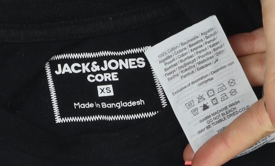 Jack & Jones Core Men's Black XS Graphic Print Cotton T-Shirt