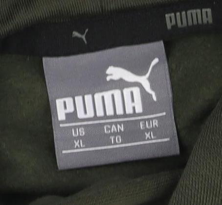 Puma Men's Green XL Pullover Hoodie Sweatshirt with Logo