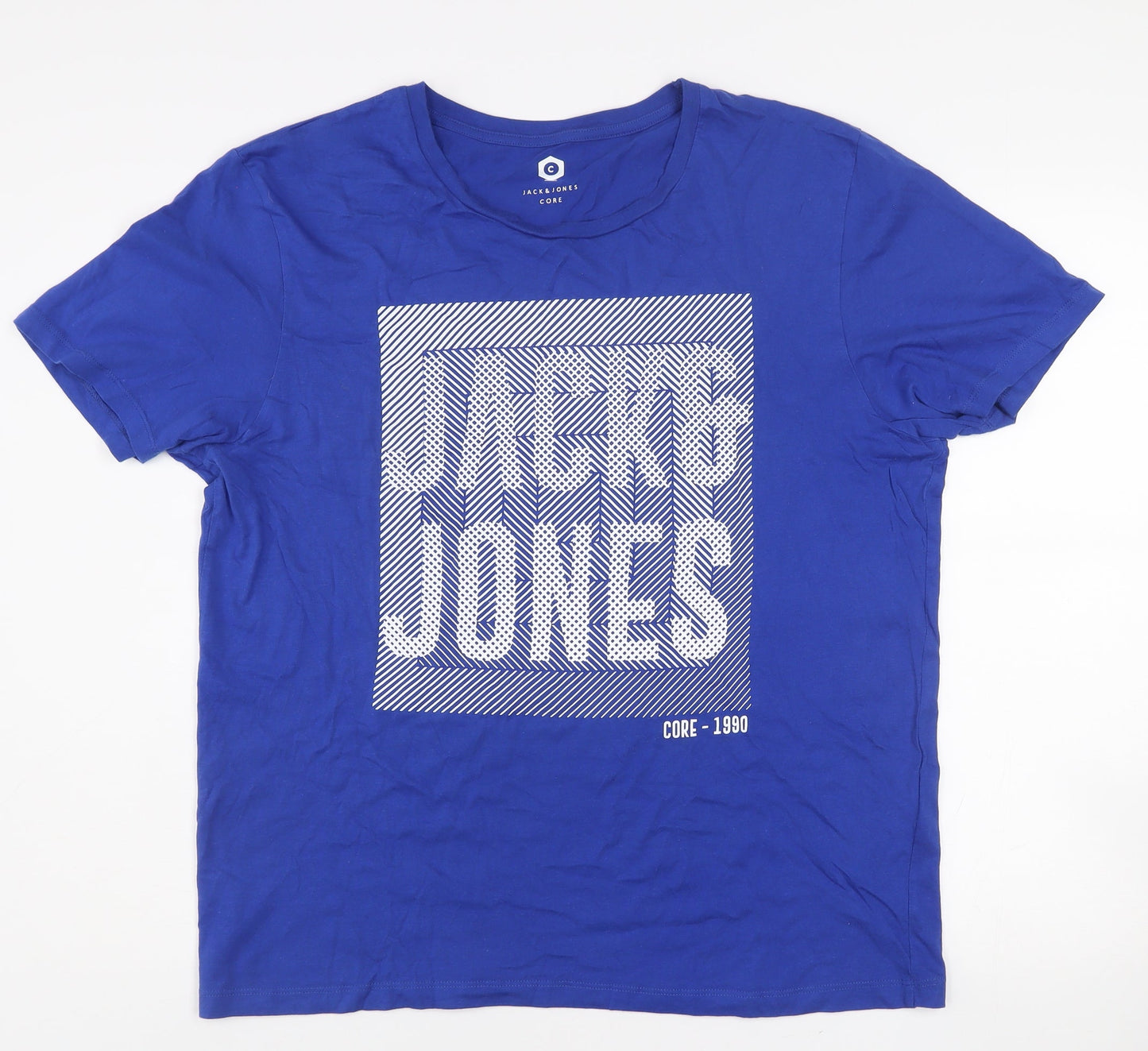 Jack & Jones Men's Blue XL Crew Neck Graphic T-Shirt