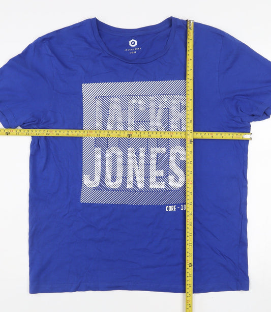 Jack & Jones Men's Blue XL Crew Neck Graphic T-Shirt