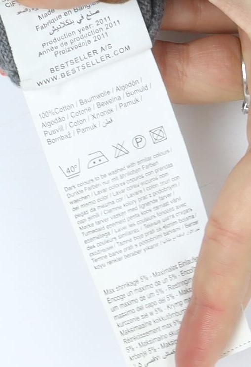 Jack & Jones Mens Grey XL Henley Cotton Knit Jumper