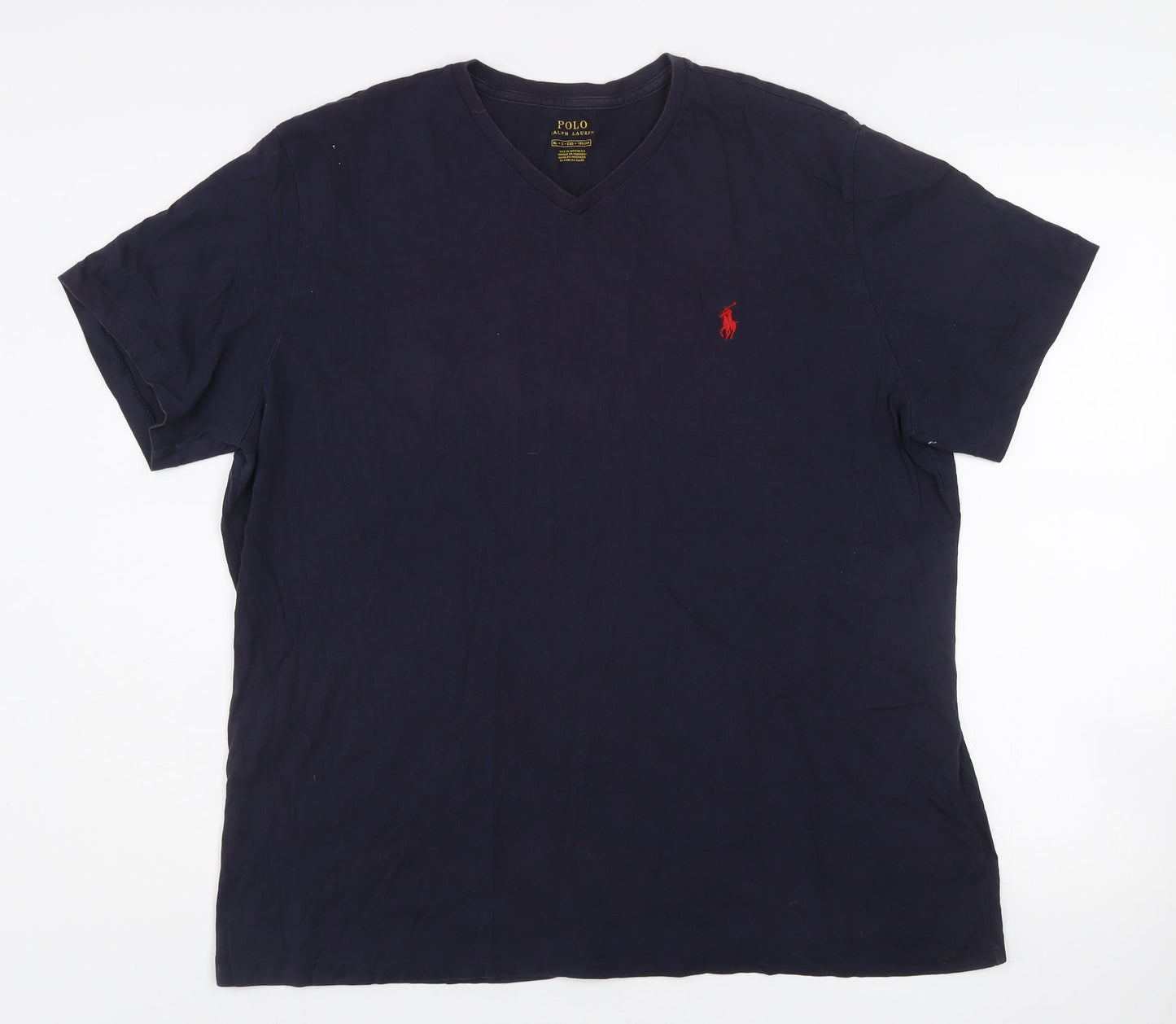 Ralph Lauren Men's Blue V-Neck Cotton T-Shirt XL Classic Fit