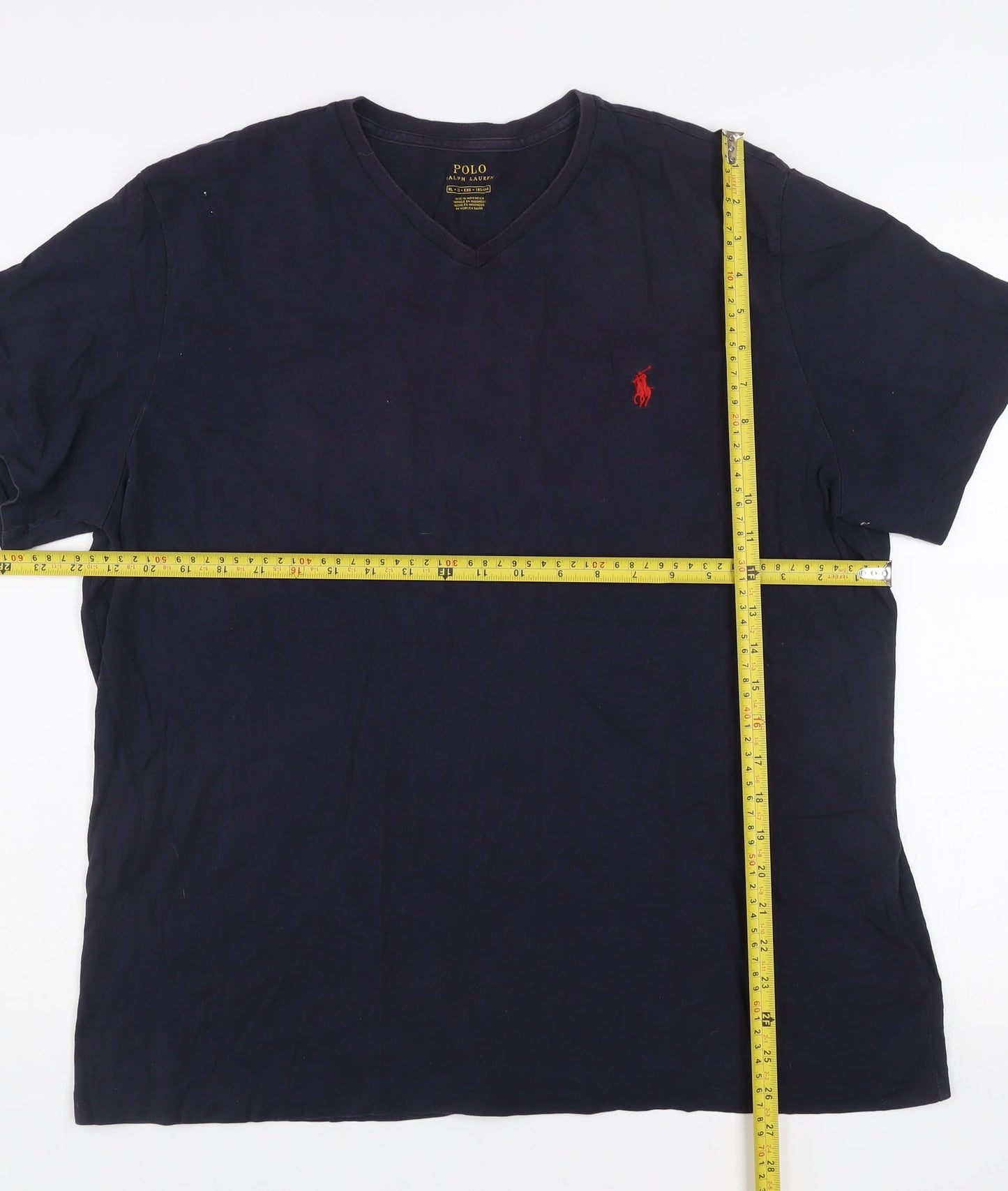 Ralph Lauren Men's Blue V-Neck Cotton T-Shirt XL Classic Fit