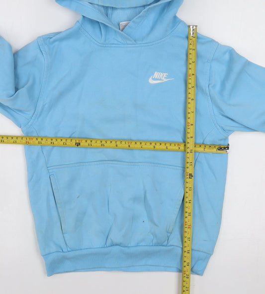 Nike Boys Blue Pullover Hoodie M Cotton Blend Casual Sweatshirt
