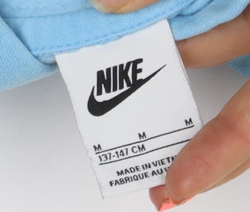 Nike Boys Blue Pullover Hoodie M Cotton Blend Casual Sweatshirt