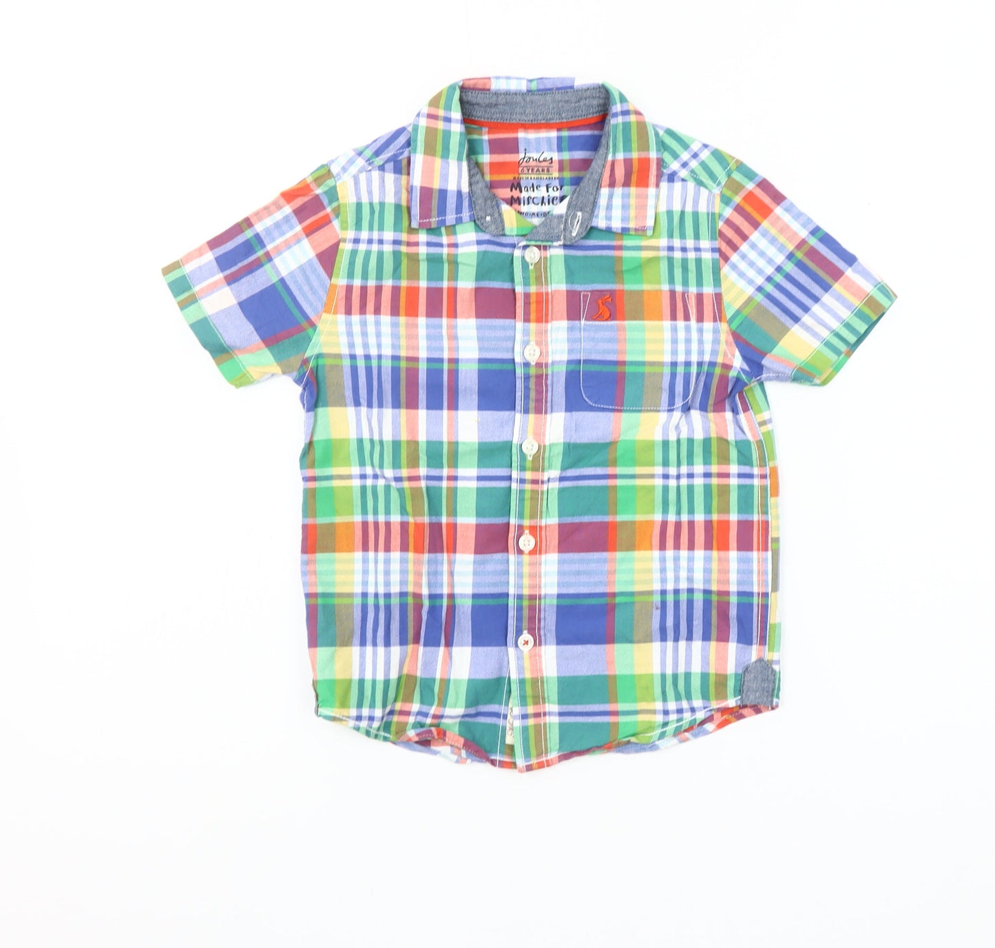 Joules Boys Multicoloured Check Button-Up Shirt 6 Years Cotton Summer Casual