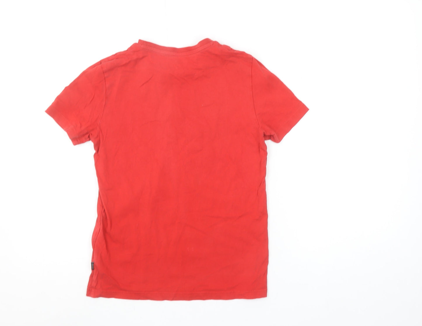 Puma Boys Red Graphic Logo T-Shirt 11-12 Years Cotton Short Sleeve