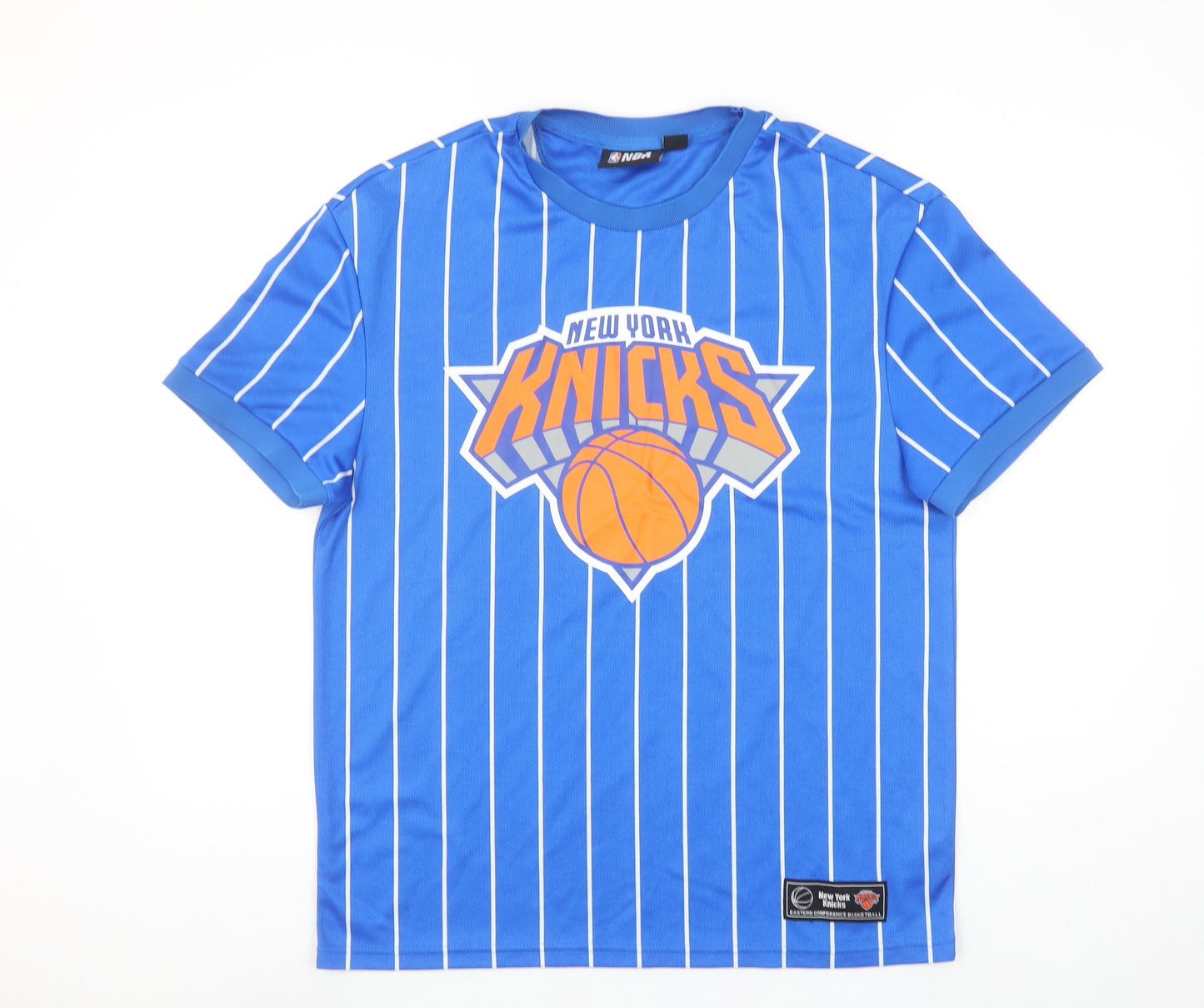 NBA Men’s Blue New York Knicks Striped Short Sleeve T-Shirt Size S