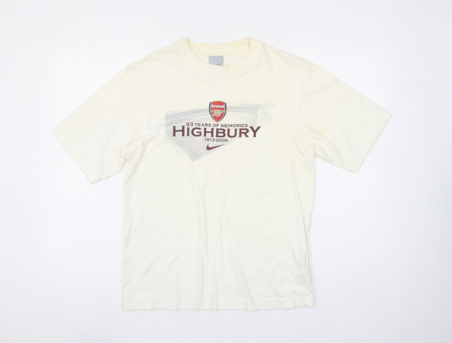 Nike Men's Beige Arsenal Highbury 1913-2006 Graphic T-Shirt Size S