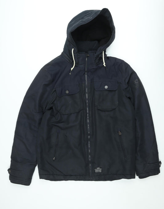 Jack & Jones Mens Black L Parka Hooded Winter Jacket