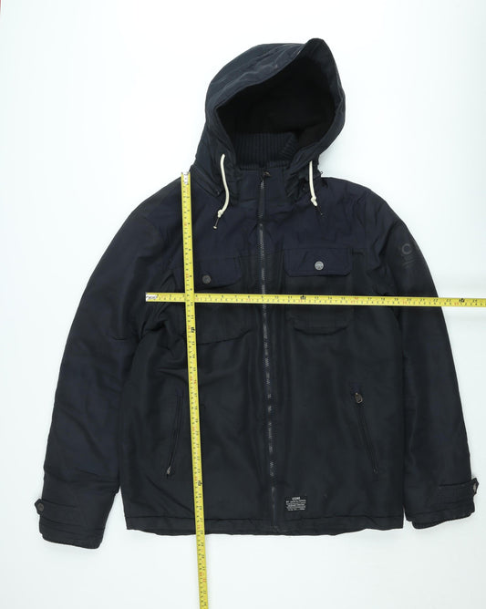 Jack & Jones Mens Black L Parka Hooded Winter Jacket
