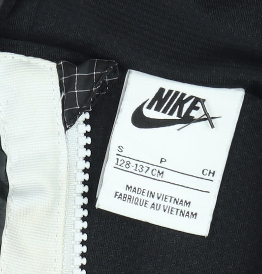Additional view of Nike boys’ black check windbreaker jacket, size 8-9, years hooded zip up