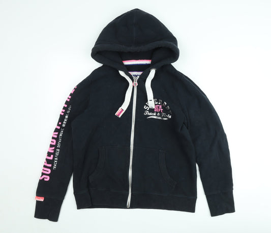 Superdry Women's Black XL Hooded Zip Jacket Track & Field Logo