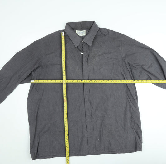 Clubman Men's Grey Long Sleeve Button-Up Shirt 18.5” Classic Fit