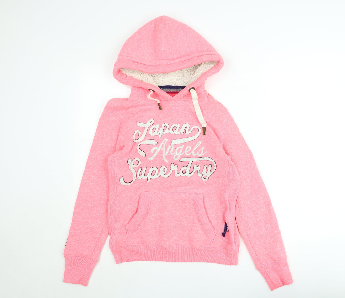 Superdry Womens Pink Pullover Hoodie Medium Fleece Lined Casual