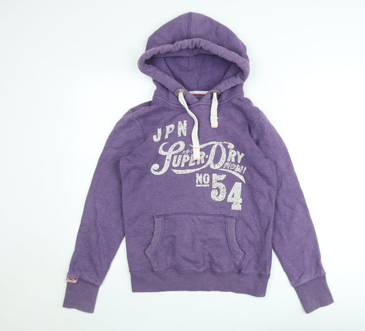 Superdry Womens Purple Pullover Hoodie Medium Cotton Blend