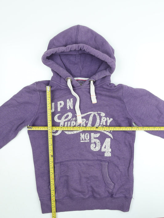 Superdry Womens Purple Pullover Hoodie Medium Cotton Blend