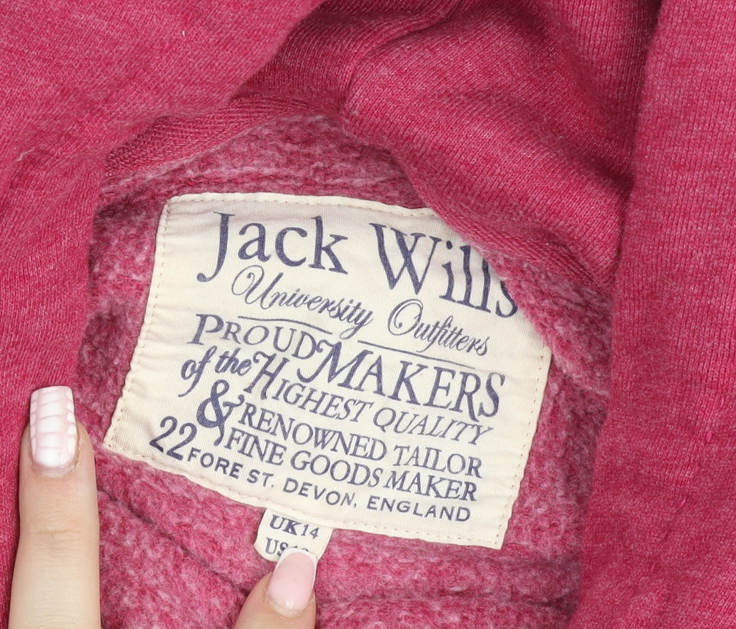 Jack Wills Womens Pink Pullover Hoodie Size 14 Cotton Blend Casual