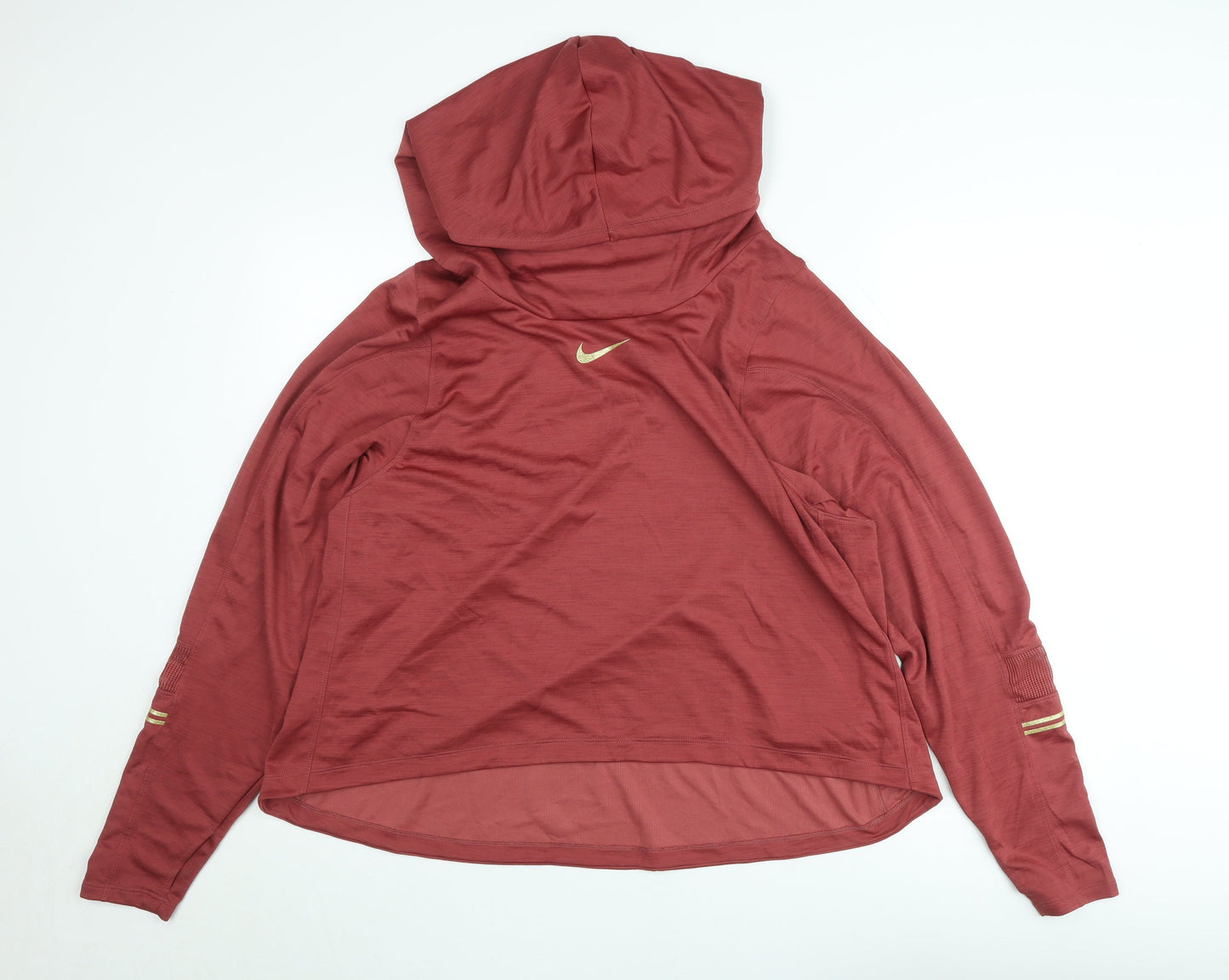 Nike Womens Red Dri-Fit Running Pullover Hoodie 1X Lightweight Activewear