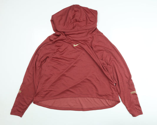 Nike Womens Red Dri-Fit Running Pullover Hoodie 1X Lightweight Activewear