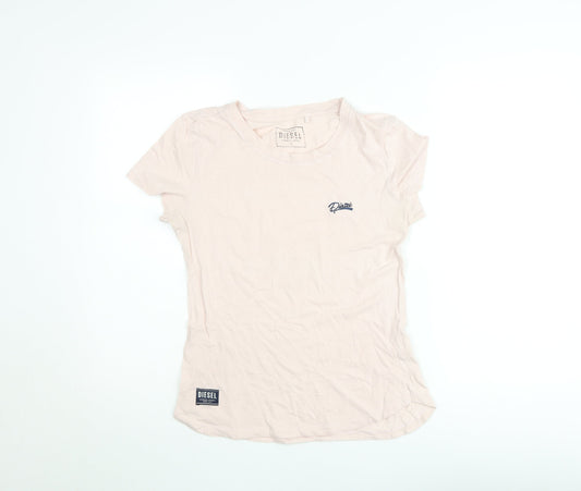 Diesel Womens Pink Crew Neck Cotton T-Shirt Size S