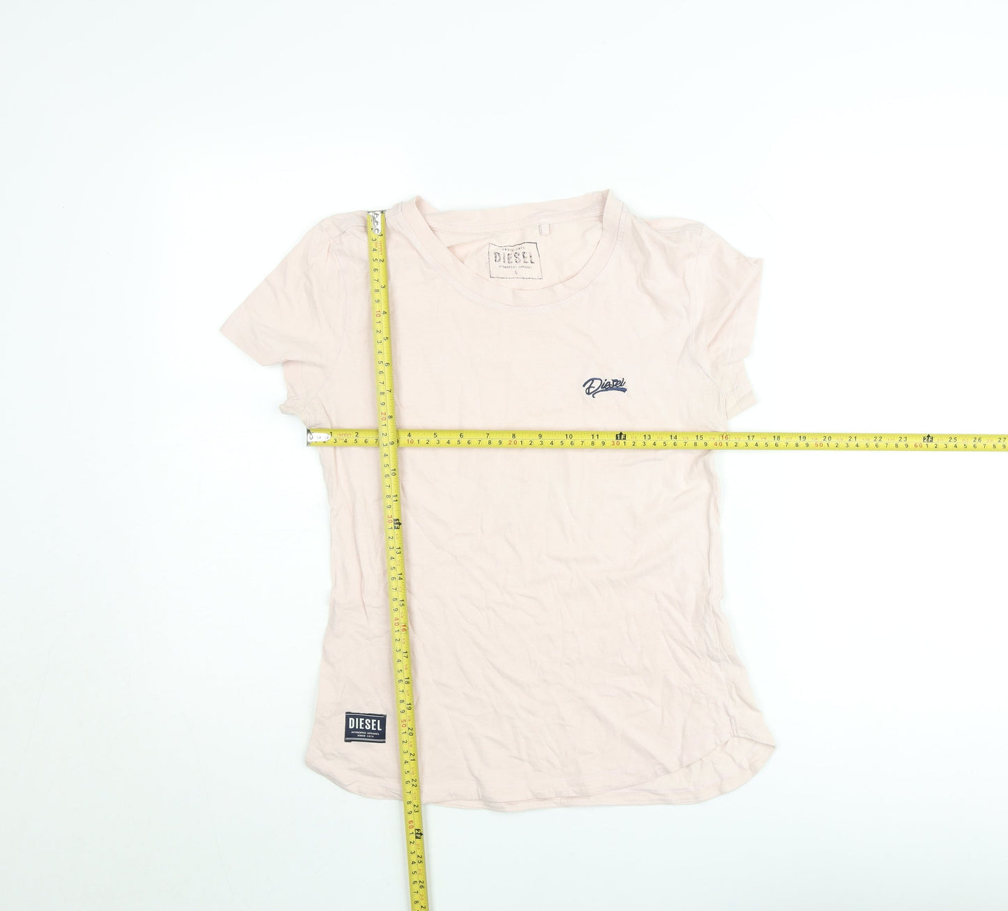 Diesel Womens Pink Crew Neck Cotton T-Shirt Size S