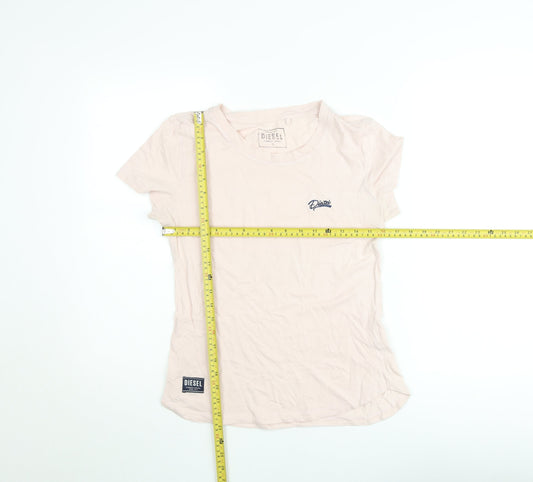 Diesel Womens Pink Crew Neck Cotton T-Shirt Size S