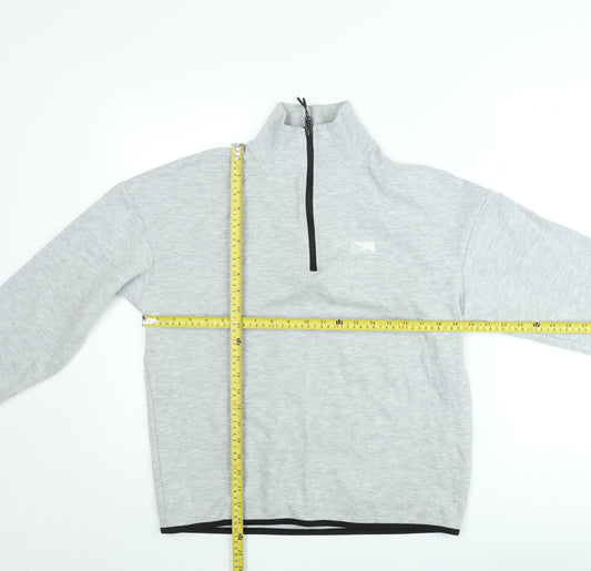 Jack & Jones Men’s Grey 1/2 Zip High Neck Sweatshirt L Regular Fit