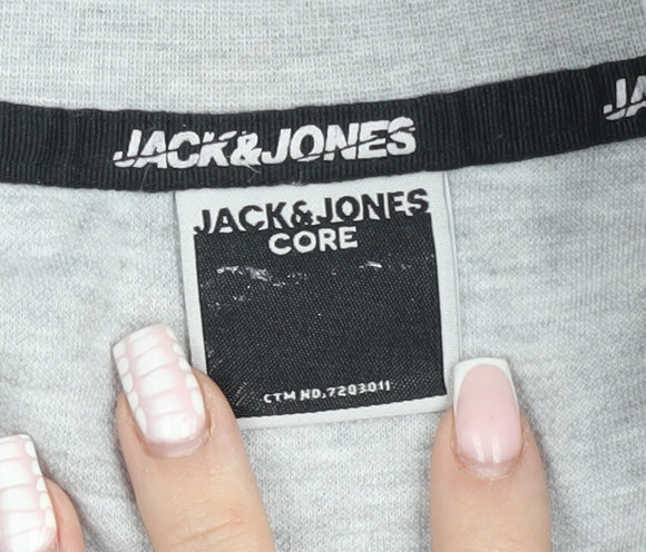 Jack & Jones Men’s Grey 1/2 Zip High Neck Sweatshirt L Regular Fit